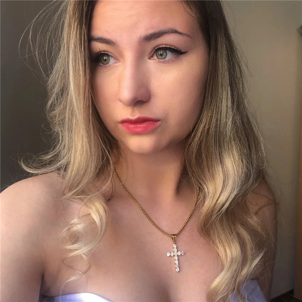 Small Gold Cross Necklace