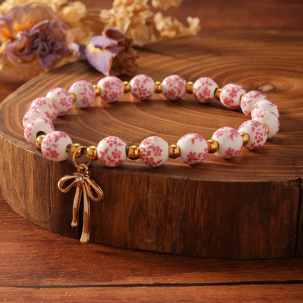 Ceramic Cross Bead Bracelet
