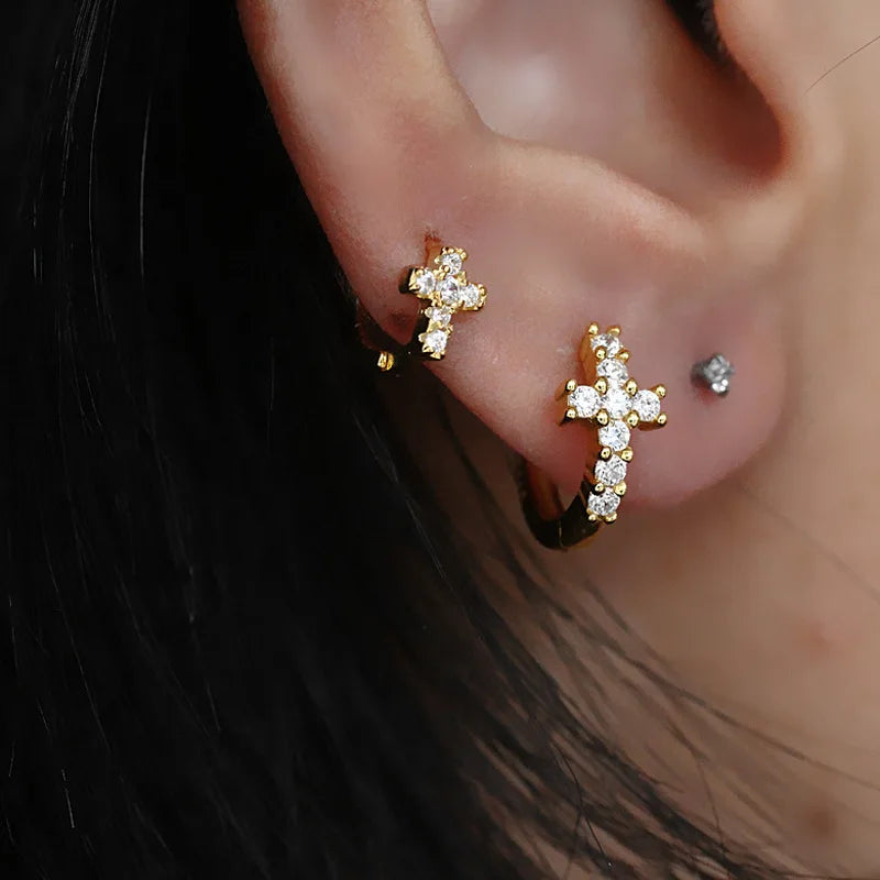 Cross Hoop Earrings