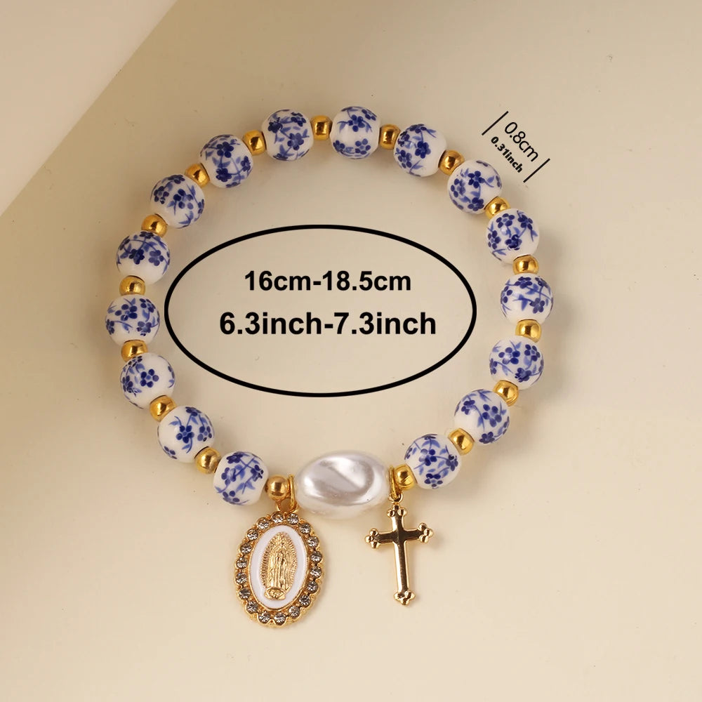 Ceramic Cross Bead Bracelet