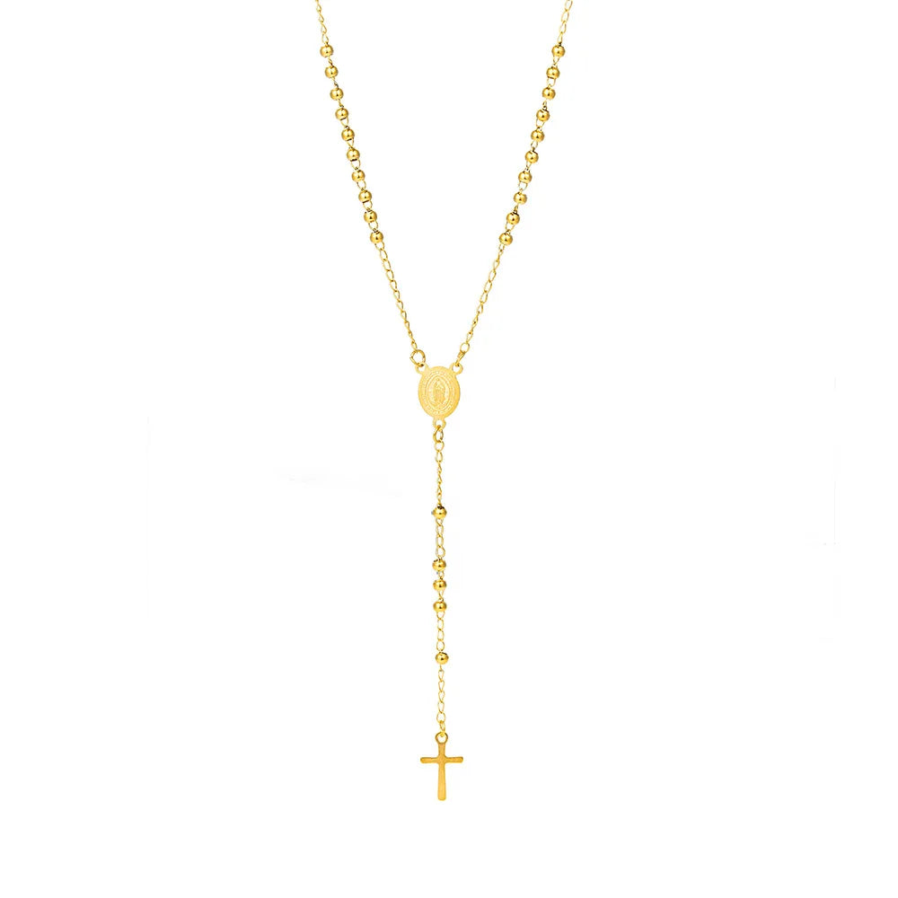 Vintage Rosary Cross Necklace