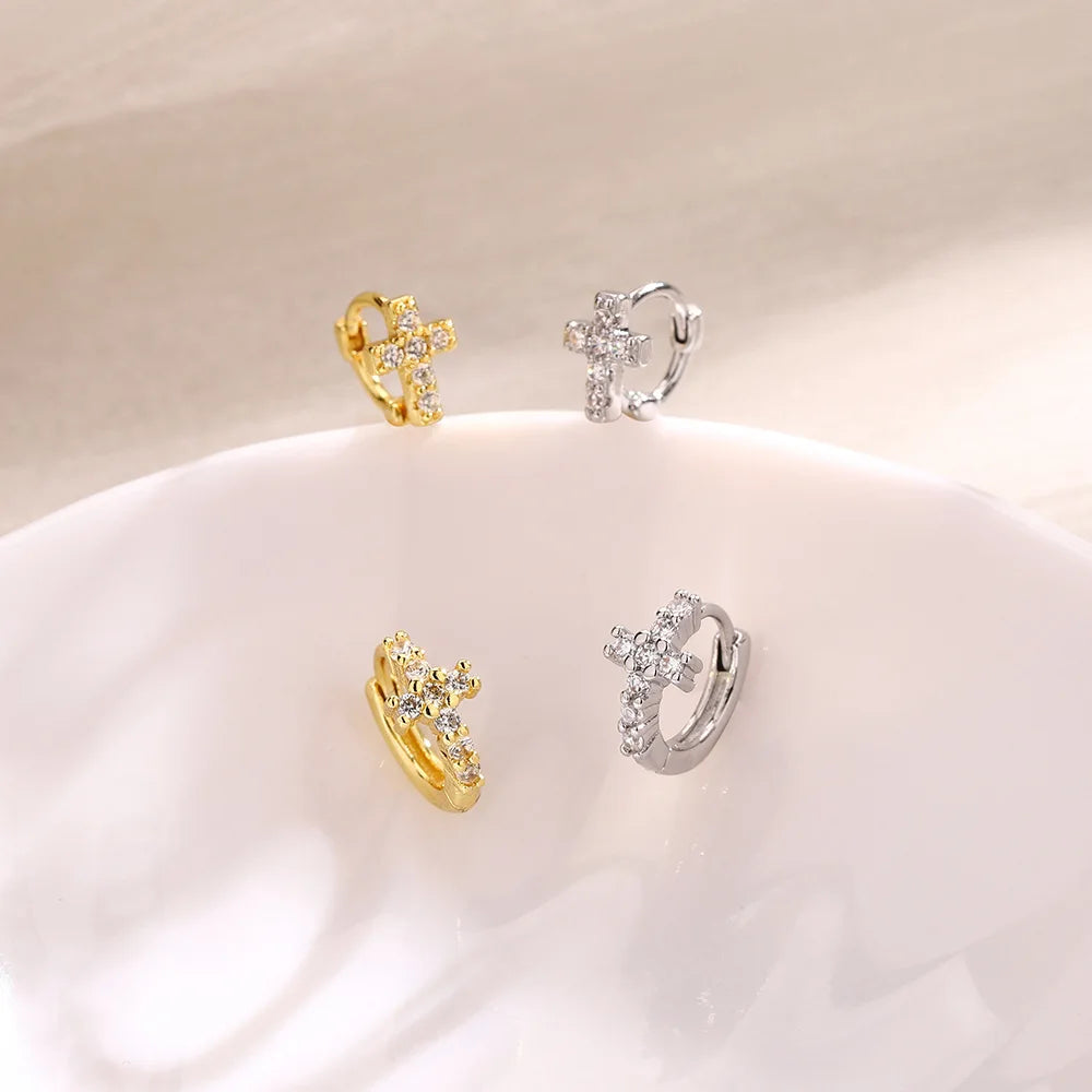 Cross Hoop Earrings