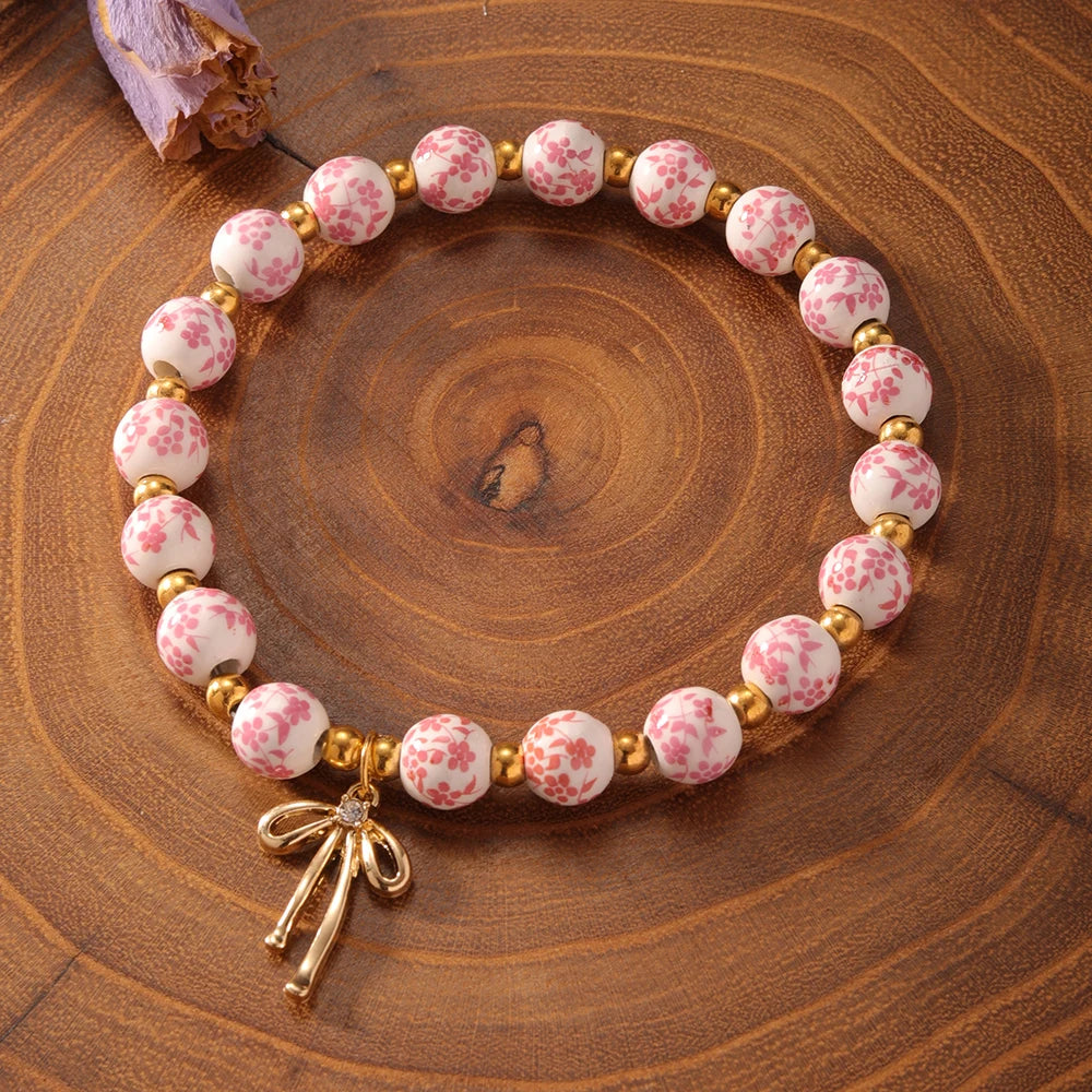 Ceramic Cross Bead Bracelet