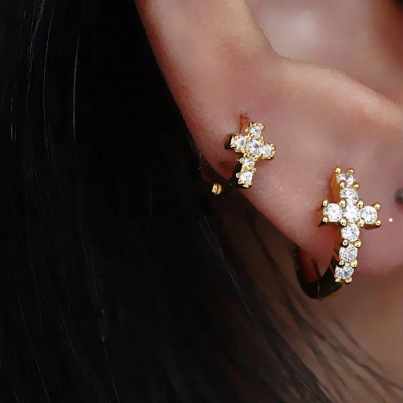 Cross Hoop Earrings