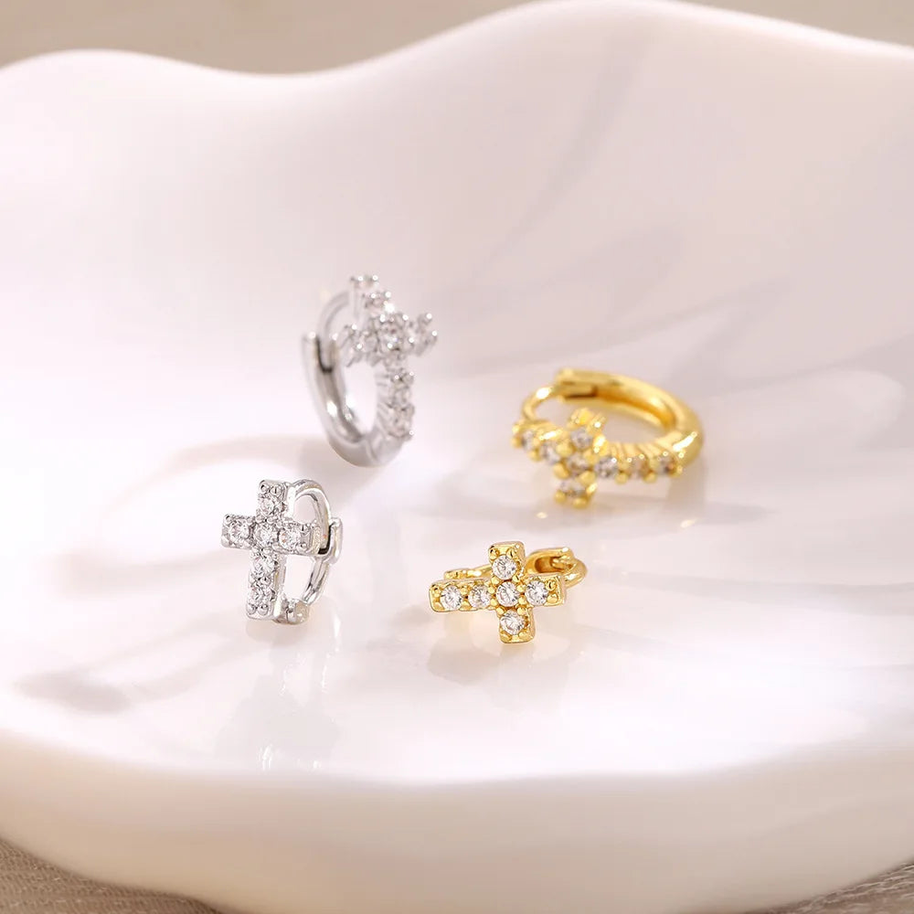 Cross Hoop Earrings