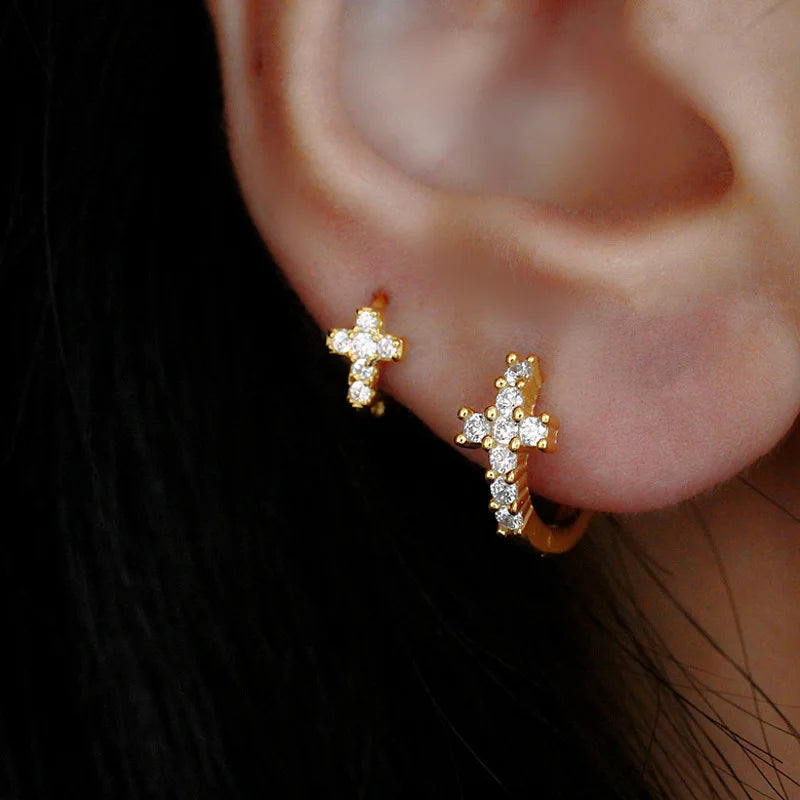Cross Hoop Earrings