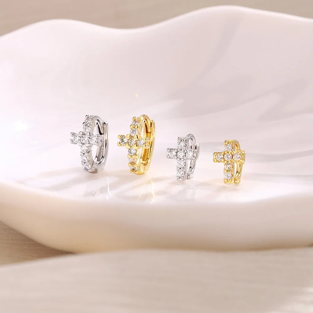 Cross Hoop Earrings