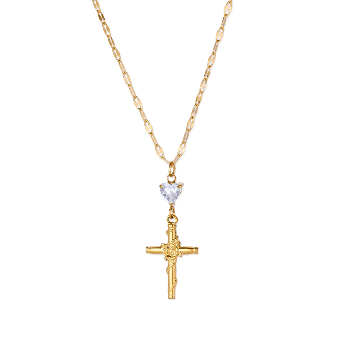Zircon Cross Flower Necklace